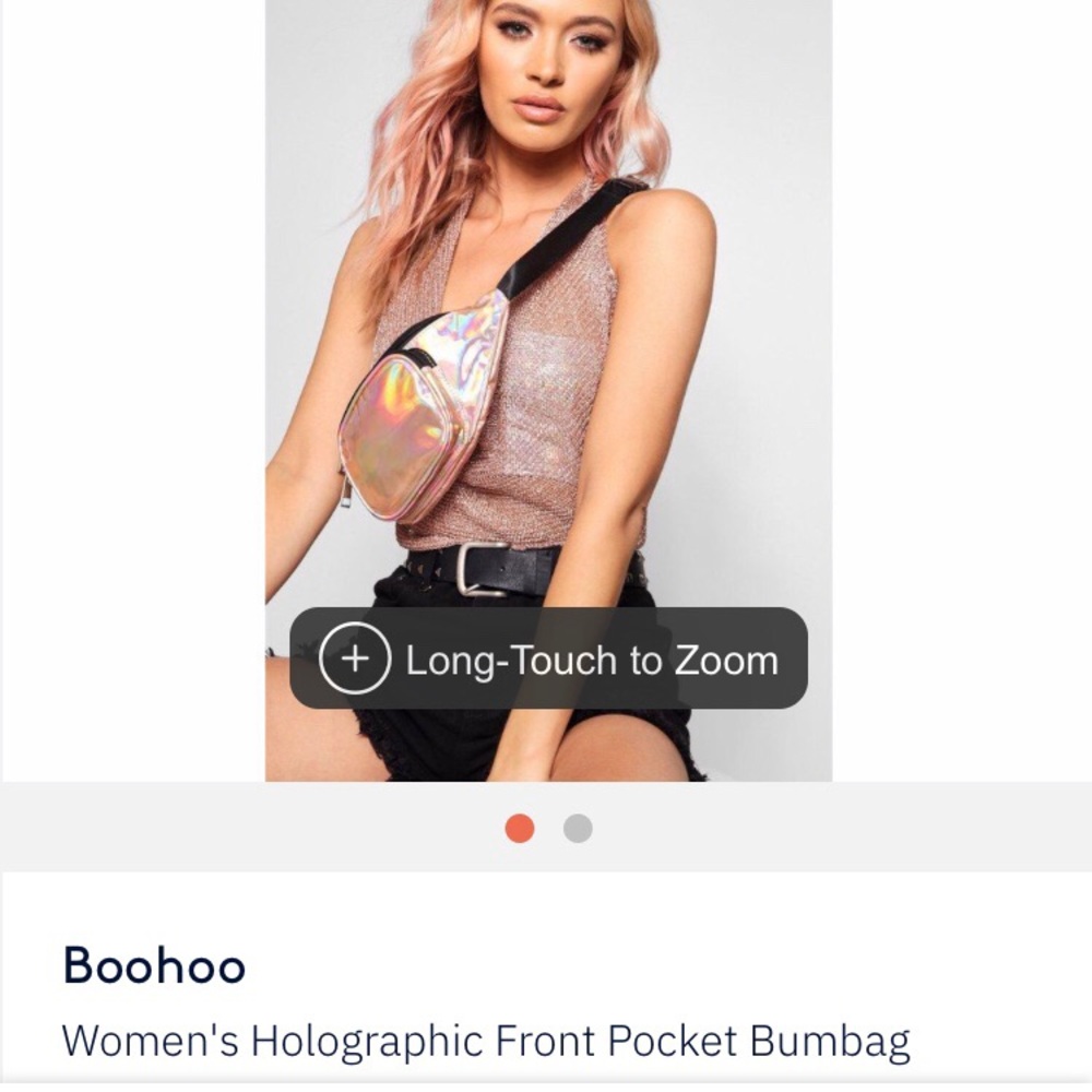 Boohoo Pink Holographic Two pocket fanny pack